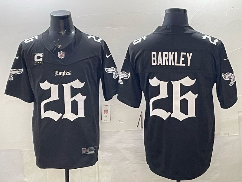 Men 2026 Philadelphia Eagles #26 Barkley Black 7th generation Nike Limited NFL Jersey style 02->->